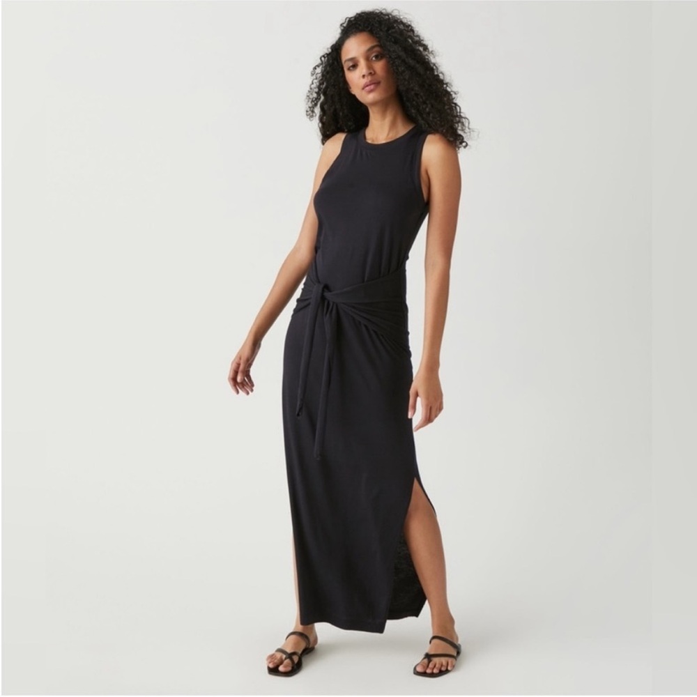 Michael Stars Black Solange Tie Waist Column Dress M - Picture 2 of 9